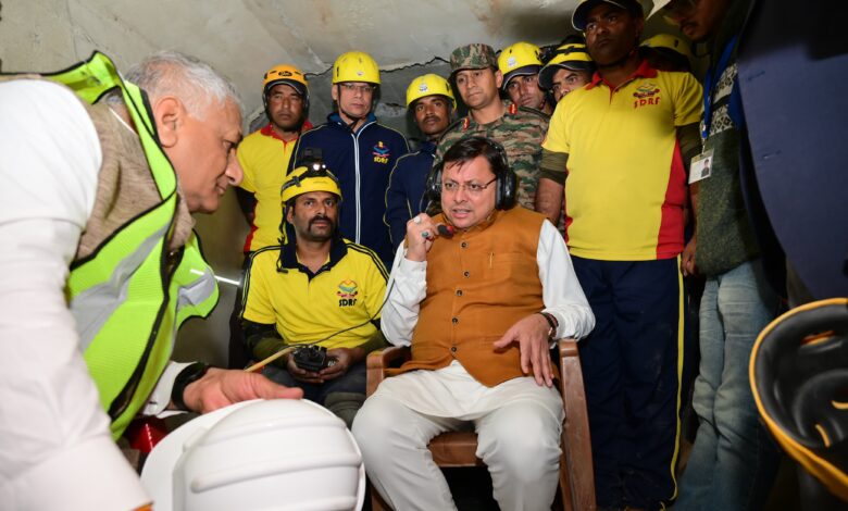 The Chief Minister spoke to the workers trapped inside through the audio communication setup installed in the tunnel