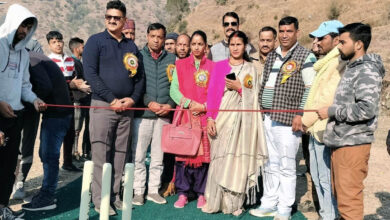 Cricket tournament organized by Bajrang Dal Sports Committee in Jamti block chief Sita Rawat inaugurated it by cutting the ribbon