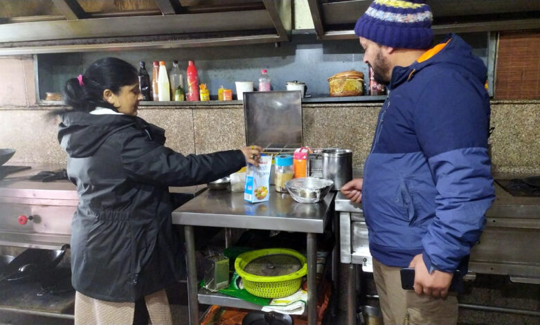 Senior Food Safety Officer Sharda Sharma inspected various food establishments in Kaddukhal Dhanaulti