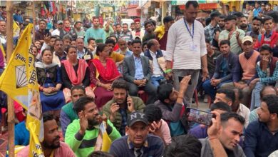 People present in the public meeting organized in support of independent candidate Bobby Panwar in Thatur