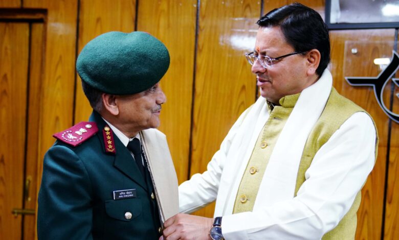 CDS General Anil Chauhans courtesy call on Chief Minister Pushkar Singh Dhami