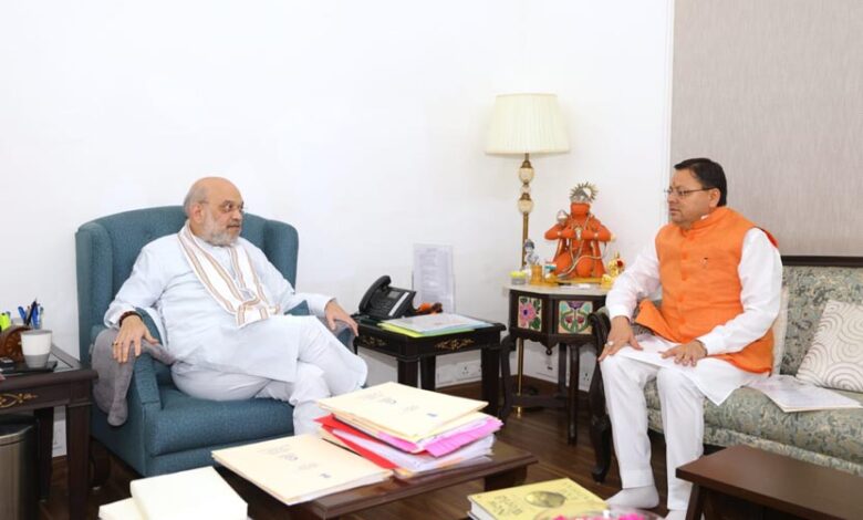 Chief Minister Pushkar Singh Dhami meets Home Minister Amit Shah to discuss cyber security, disaster management, and investment in Uttarakhand.